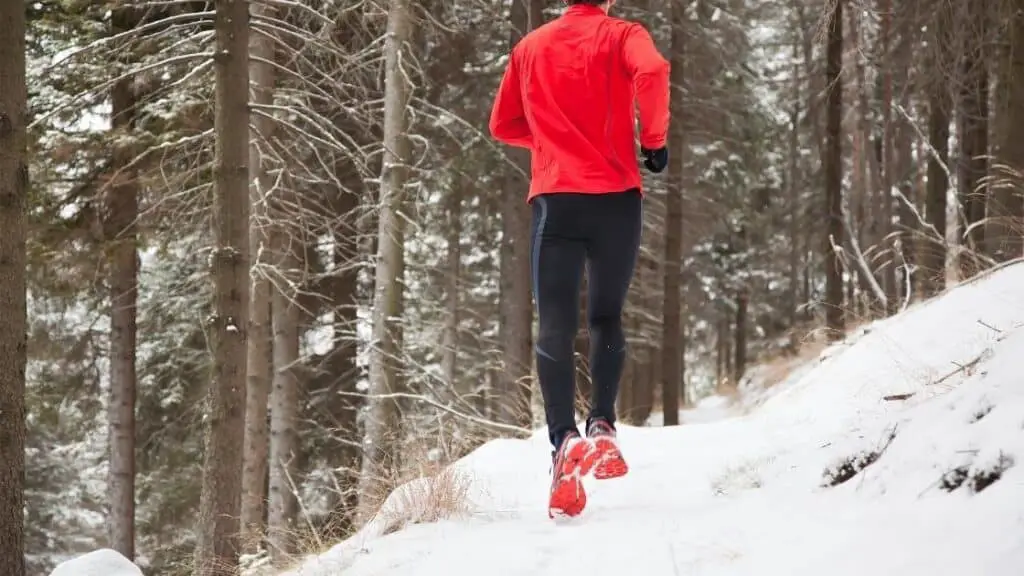 Running on the snow. 