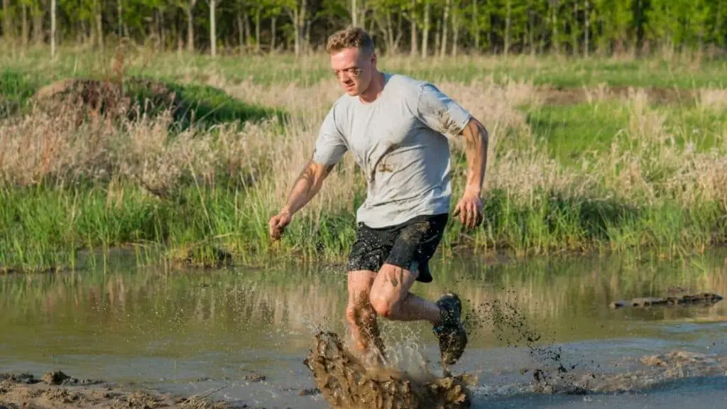 Running through mud. 