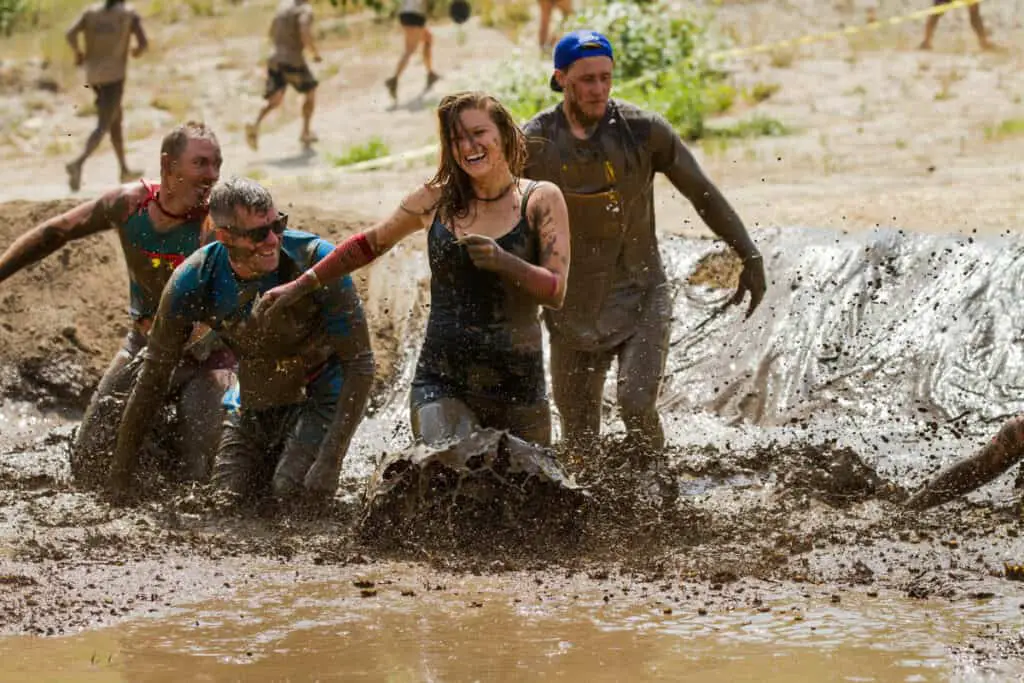 Mud runners having fun